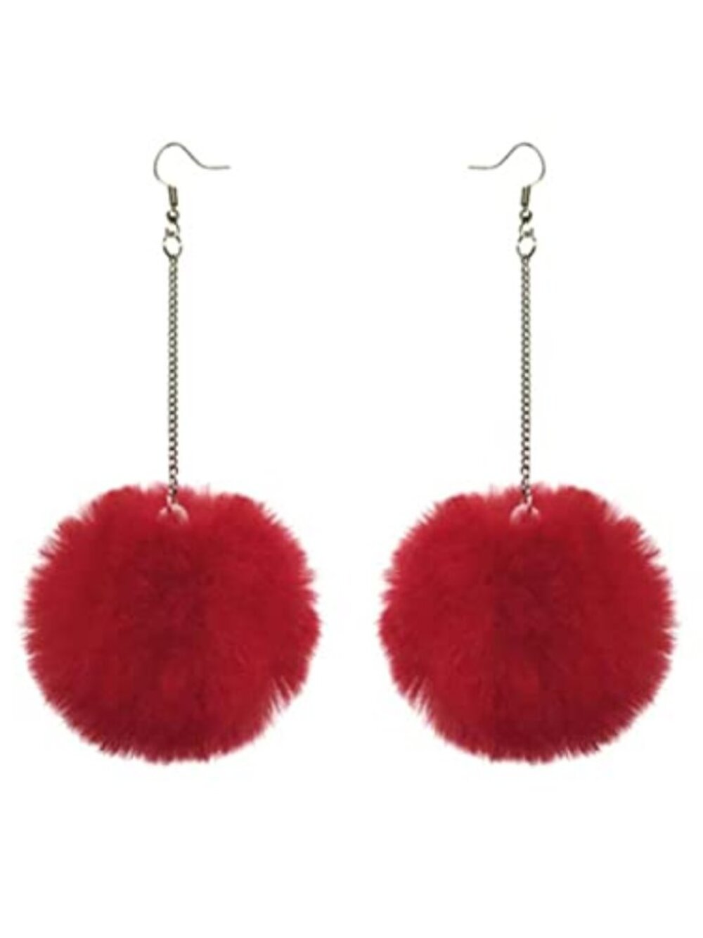 New - Colorful Faux Fur Fluffy Ball Earrings‎